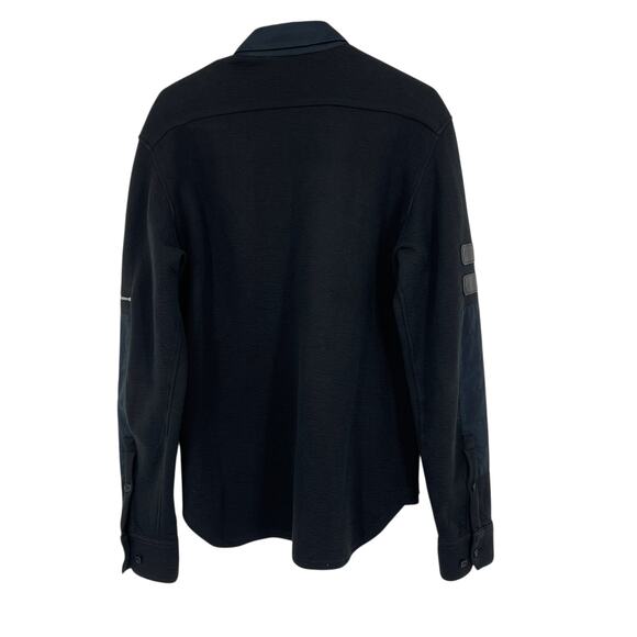 Tim Coppens Virgin Wool Blend Shirt Jacket Black Mixed Media Zip Sleeve - Picture 12 of 12